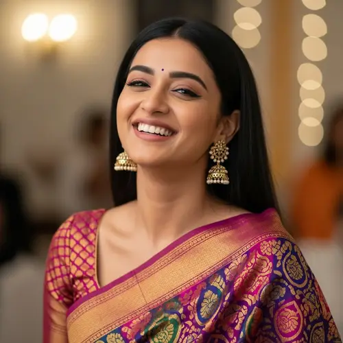 Indian Actress in Traditional Sari | Beautiful Smile