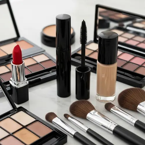 Radiant Cosmetics Collection on Marble Table