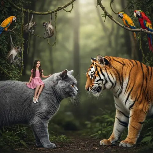 Realism and Beauty: British Cat Staring Down Ginger Tiger