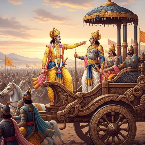Lord Krishna and Arjun Illustration: Wisdom on the Chariot