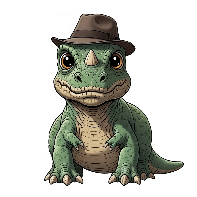 Cute Dinosaur Wearing a Hat - Adorable Prehistoric Creature