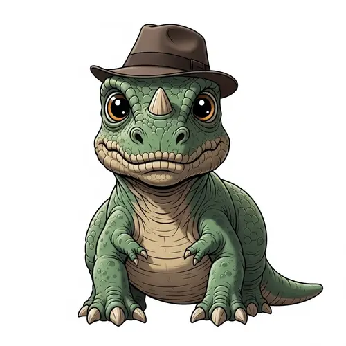Cute Dinosaur Wearing a Hat - Adorable Prehistoric Creature