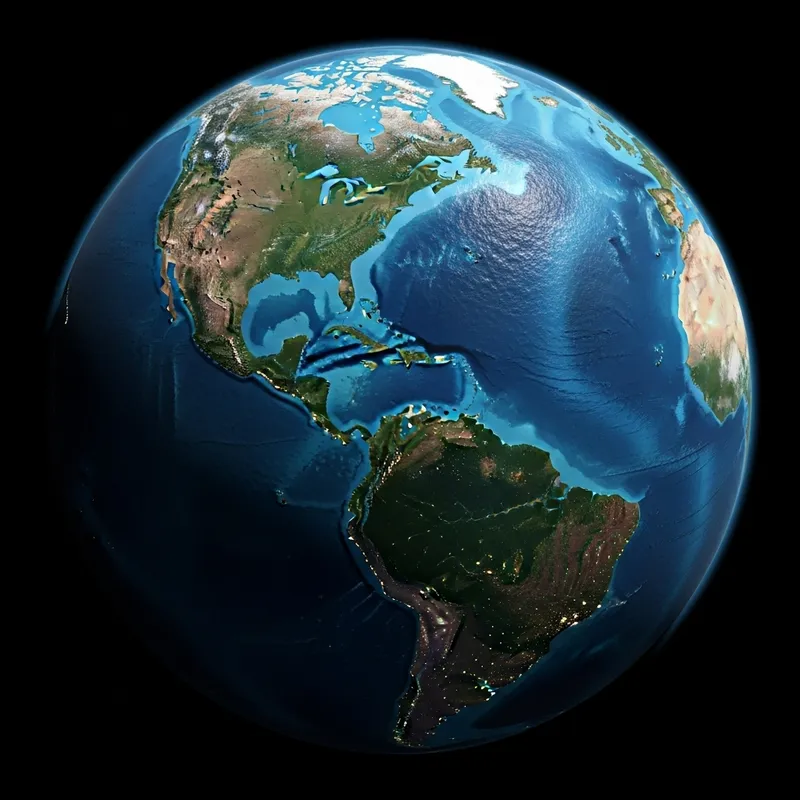 3D World Sphere with Crystal Lake Inside