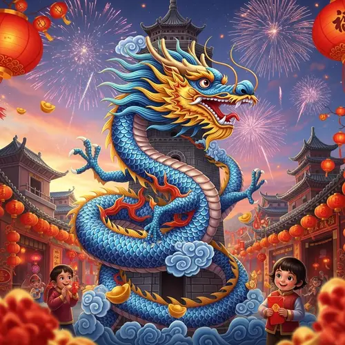 Majestic Chinese Dragon at New Year Celebration