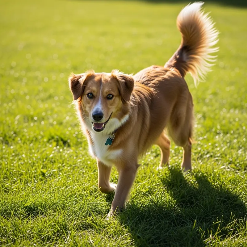 Adorable Dog Playing in Grassy Field