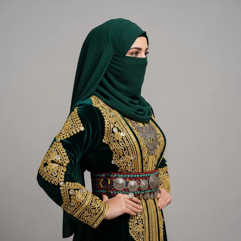 Enigmatic Kurdish Hijabi | Side Profile in Traditional Attire