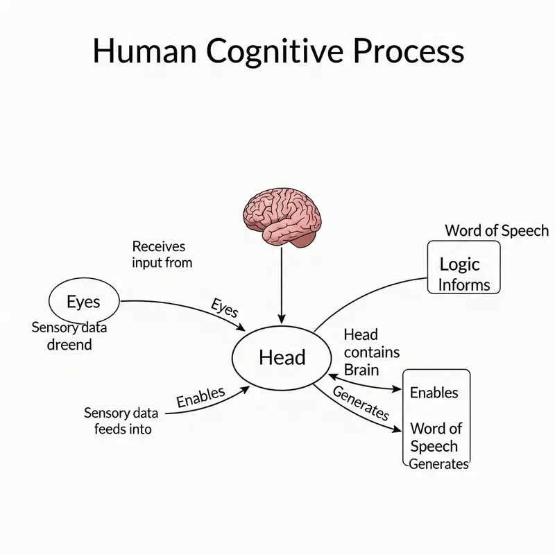 Head, Brain, Eyes, Logic, Speech: Cognitive Processes Mind Map