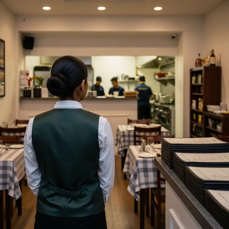 South Asian Restaurant Manager Surveying Layout | Girl Manager Image