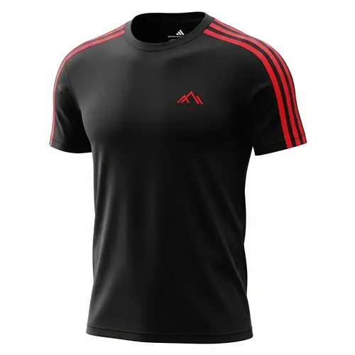 Athletic Black T-Shirt with Red Stripes - Sportswear Collection