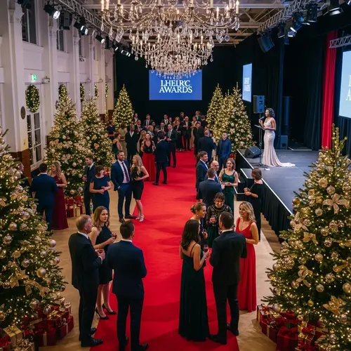 Christmas Awards Ceremony in Elegantly Decorated Room
