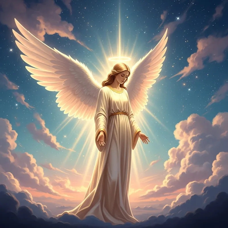 Serene Angelic Presence in Radiant Garb