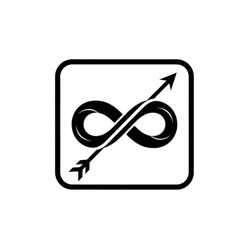 Infinity Symbol with Arrow in Rounded Box | Limitless Concept