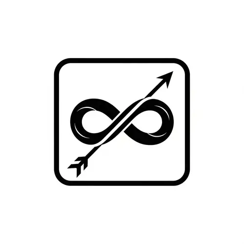 Infinity Symbol with Arrow in Rounded Box | Limitless Concept