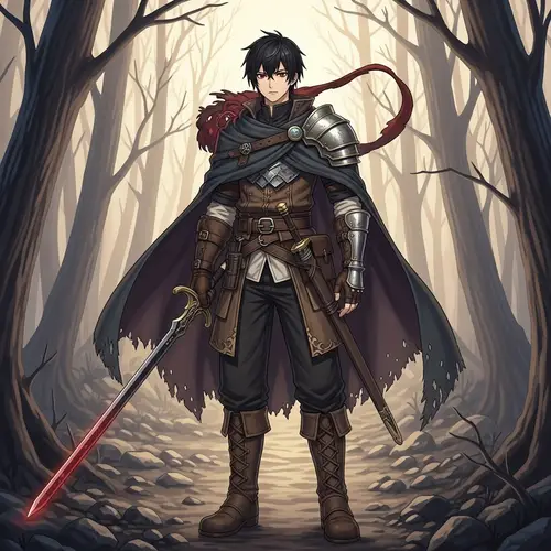 Medieval Fantasy Adventurer: Black Hair, Red Eyes