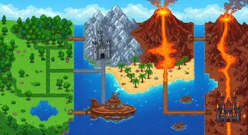 Pixel Art Level Selector Map - Adventure and Curiosity in Pixel Aesthetic