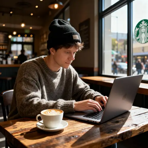 Cozy Starbucks Café: Warm Moments with Coffee