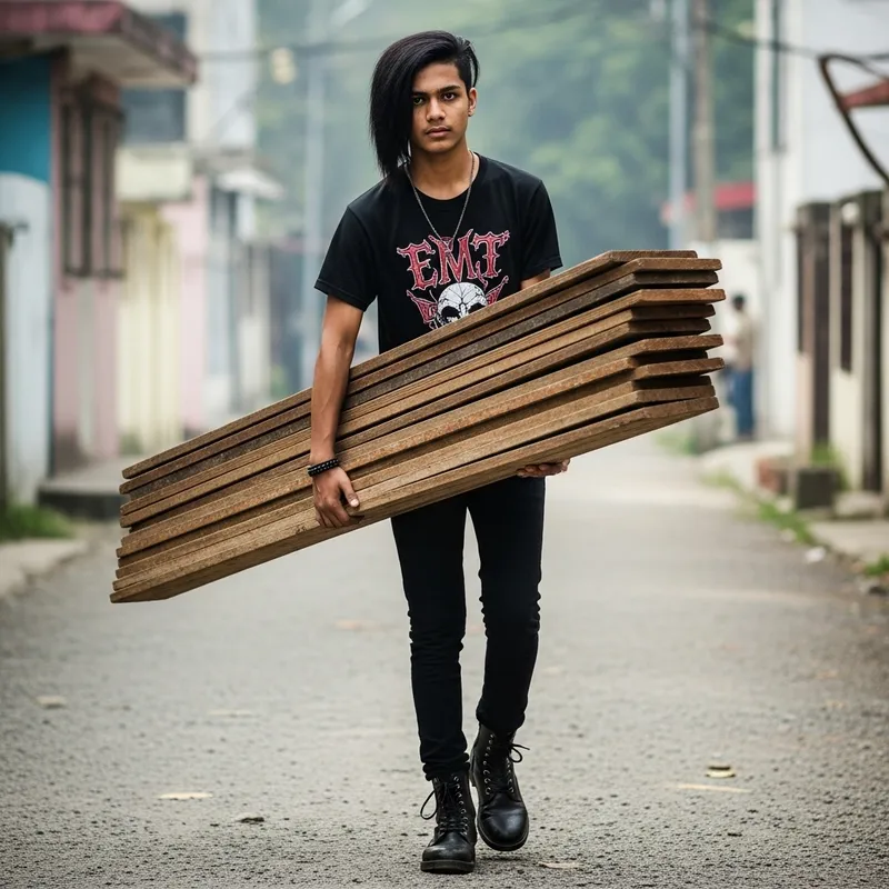 South Asian Teenager Emo Dragging Boards - Unique Image Moment