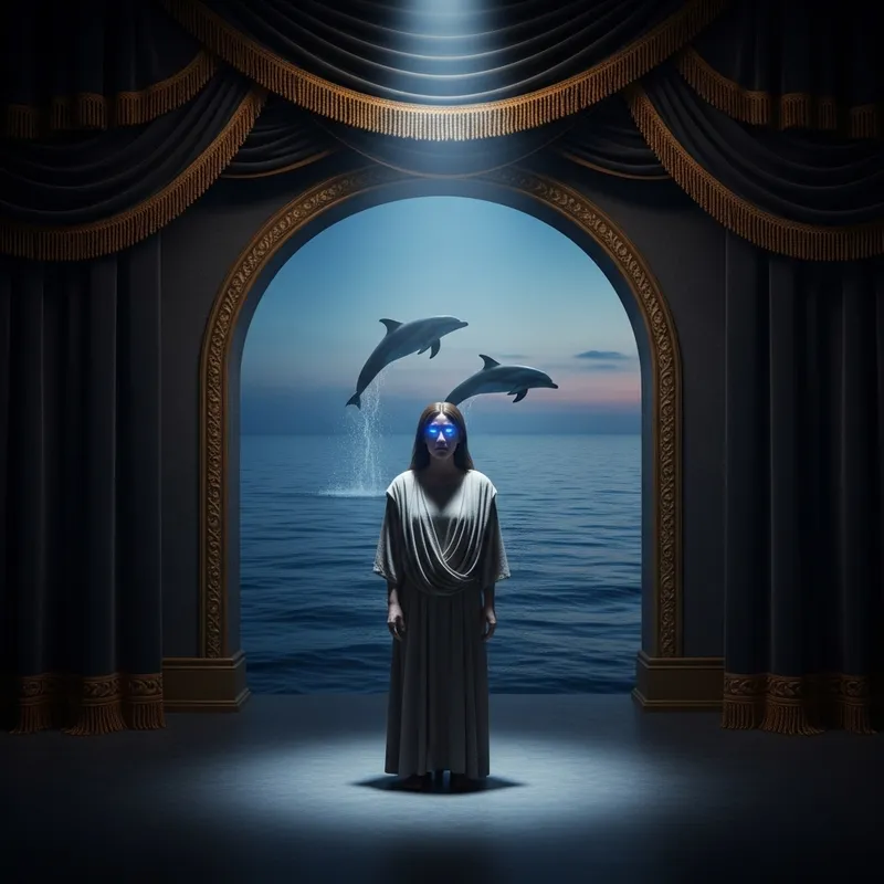 Lone Figure's Inner Turmoil | Symbolic Dolphins in Distance