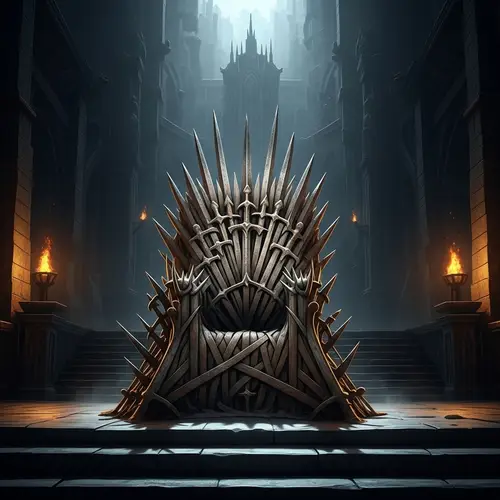 Enigmatic Iron Throne in Ancient Palace | Dramatic Stone Architecture