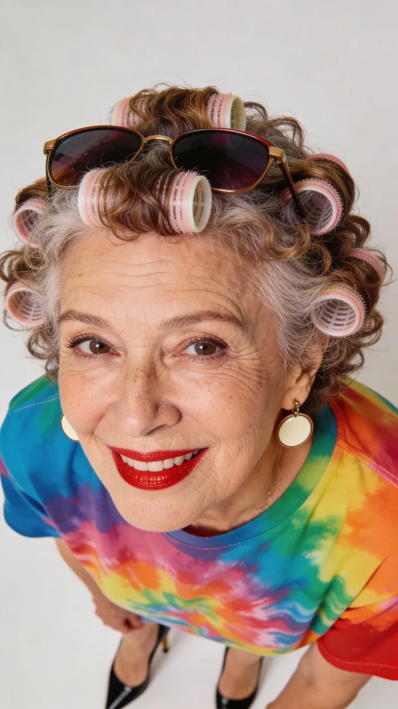 Stylish Grandma in Colorful Fashion Statement