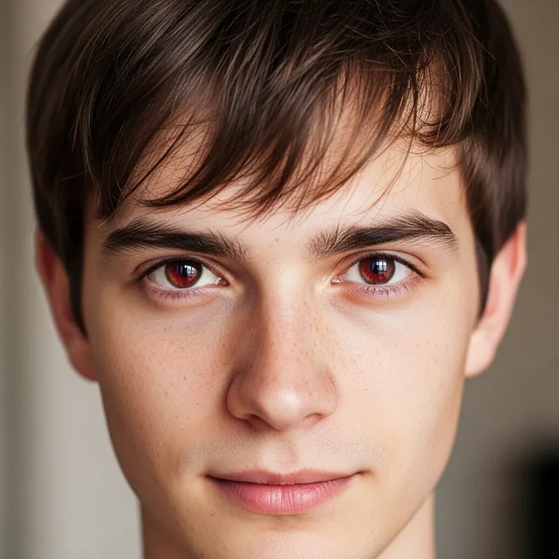 Simple Face with Brown Hair and Brown-Red Eyes