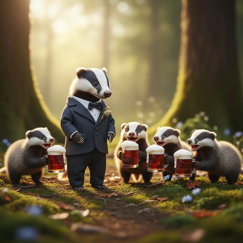 Badger's Wedding: Cubs with Root Beer Congratulate Dad