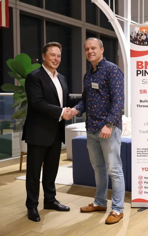 Photo with Elon Musk: Handshake Moment