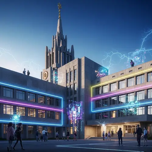 Soviet Neon Futuristic School: Architectural Fusion Delight