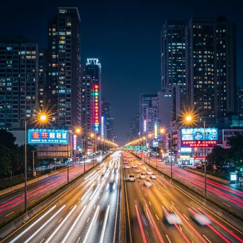 Enchanting Night View of Multistoreyed Buildings