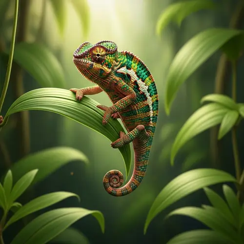 Colorful Chameleon in Lush Forest | Wildlife Photography