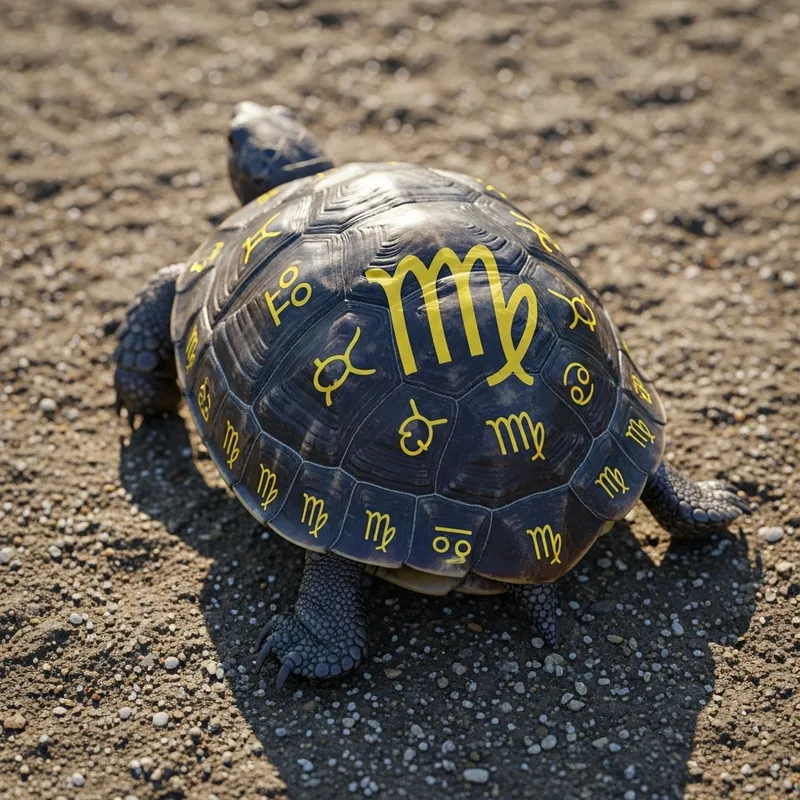 Virgo Turtle on Textured Ground | Detailed Zodiac Symbol Image Virgo Turtle on Textured Ground | Detailed Zodiac Symbol Image