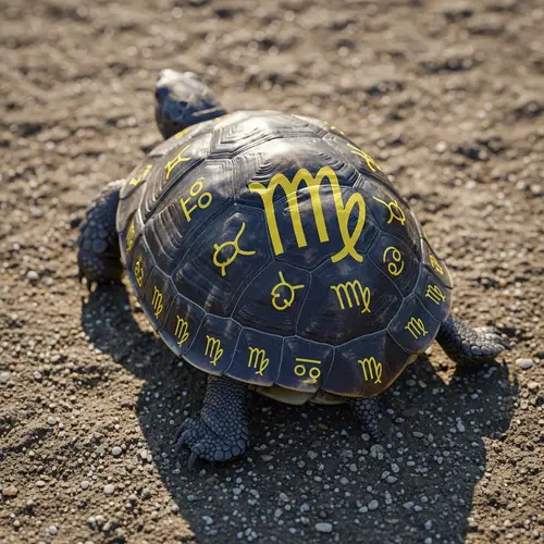 Virgo Turtle on Textured Ground | Zodiac Symbol Pattern