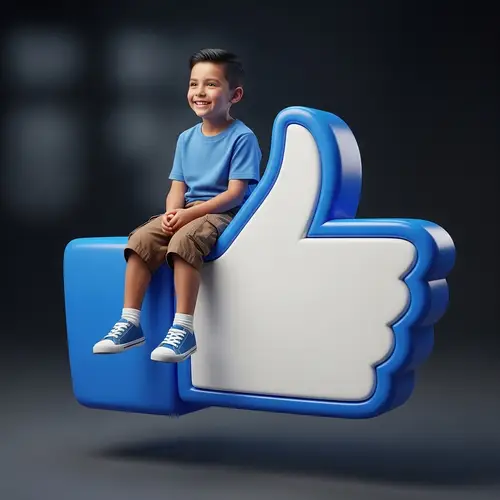 3D Young Hispanic Boy Sitting on Social Media Icon