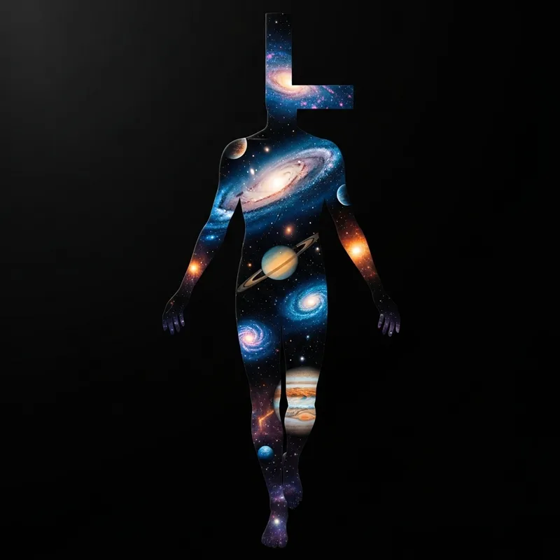Galactic Human 'L' Form with Stars & Planets