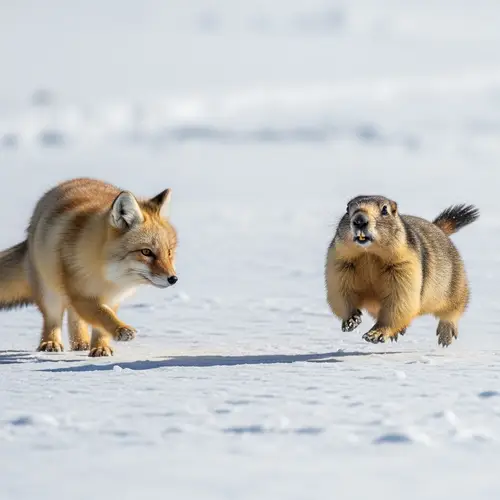 Intense Wilderness Chase Scene: Marmot vs. Tibetan Fox
