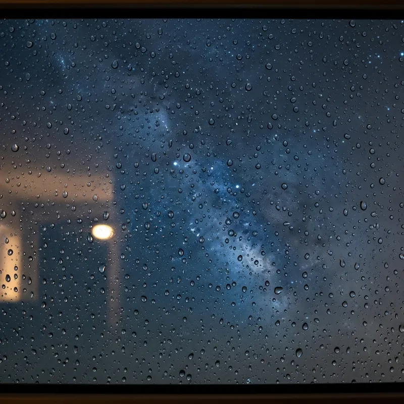 Starry Night Through a Wet Window - Captivating View