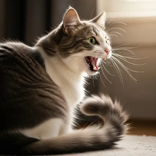 Beautiful Grey and White Domestic Cat with Green Eyes