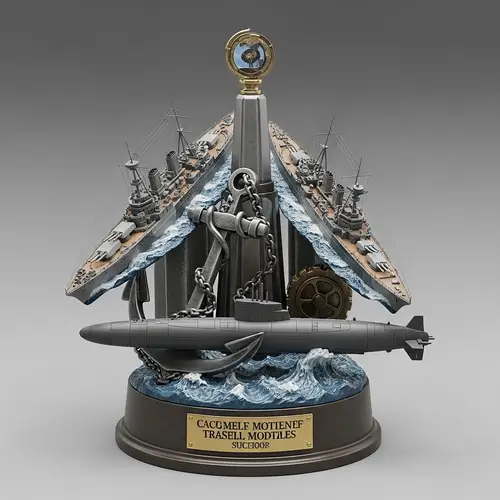 Oceanic Warfare Trophy Design | Warships, Submarine & Anchor