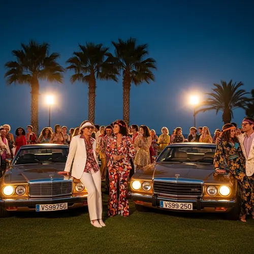 Luxury 70s-80s Marbella Party with Golden Cars