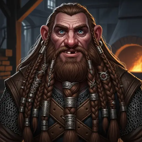 Unique Dwarf Character with Long Chocolate Hair