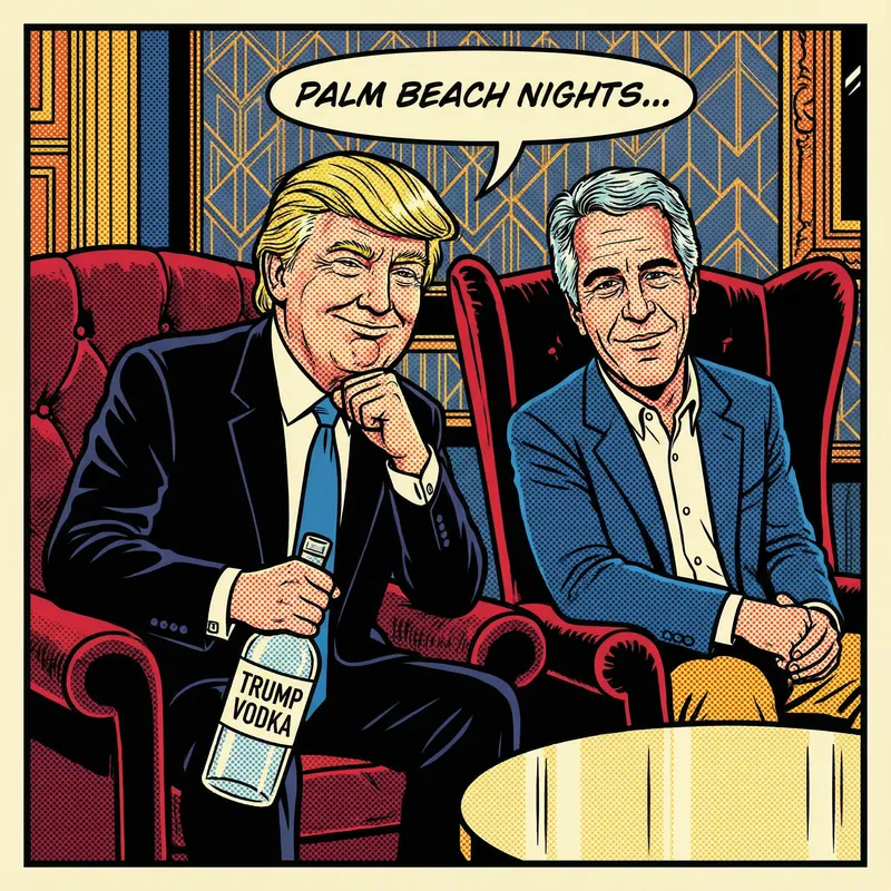 Trump & Epstein: Pop Art Lounge Depiction