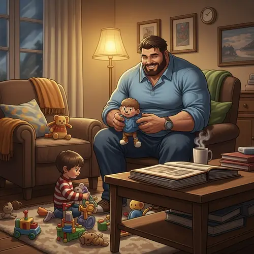 Average Father Enjoying Time at Home with Kids | Family Living Room Fun