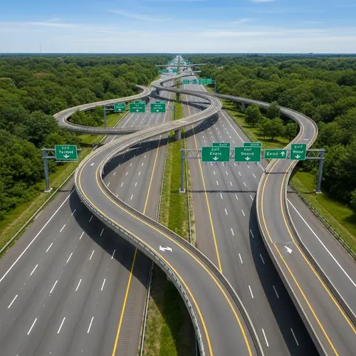Detailed Highway System with Unique Exits | Visualize a Sunny Day
