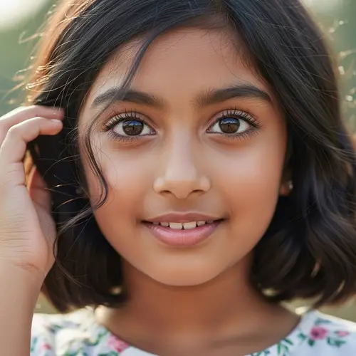 Radiant South Asian Girl Avatar with Beautiful Face and Expressive Eyes