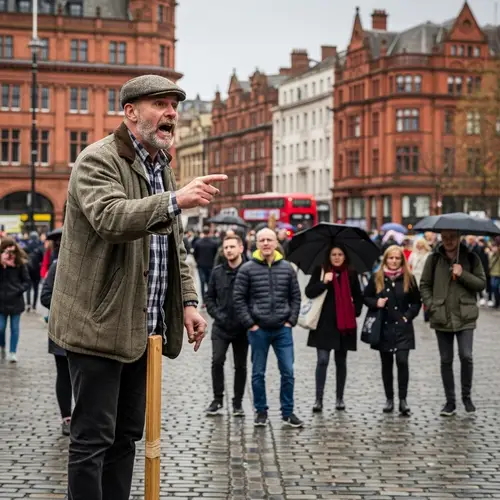 Sheffield Individual on Soapbox Criticizing Politician