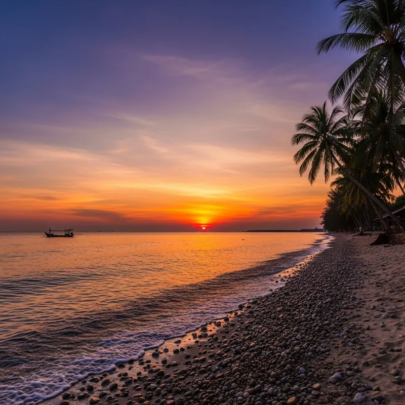 Tranquil Cambodian Sea Sunset Scene