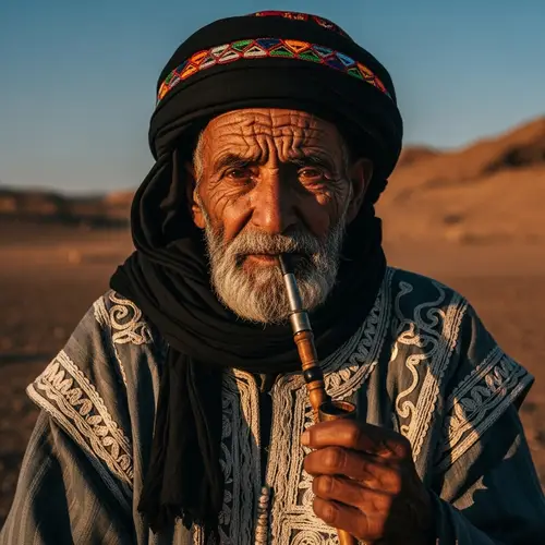 Elderly Amazigh Man in Traditional North African Outfit