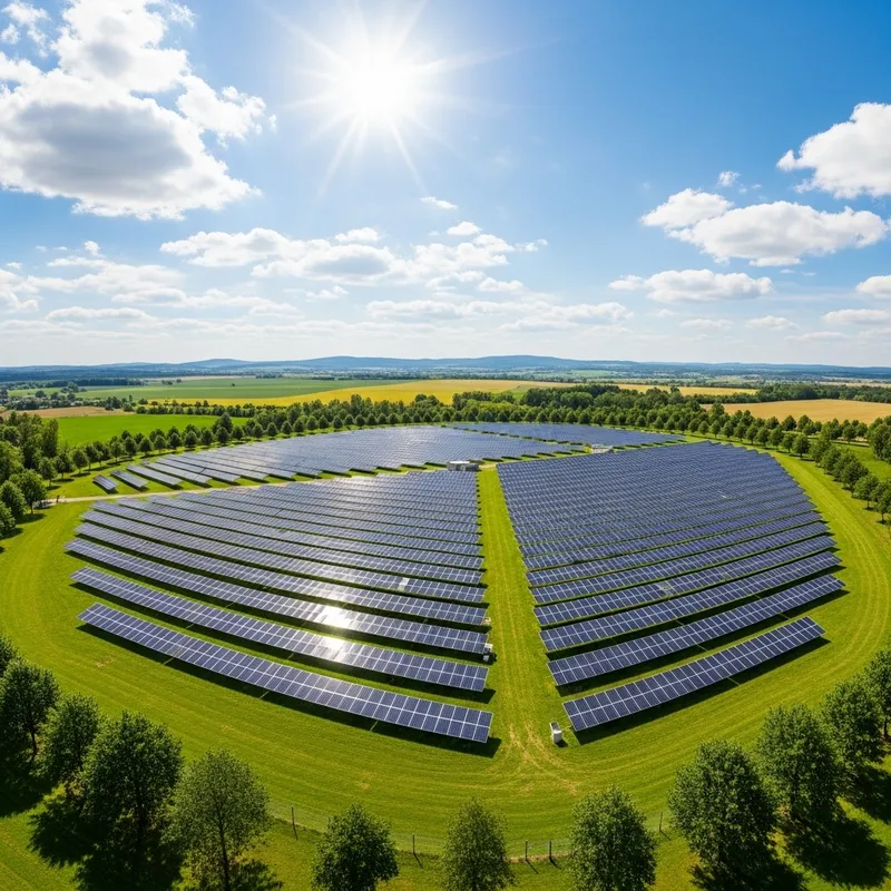 Solar Park: Clean Energy Showcase with Neat Rows of Panels