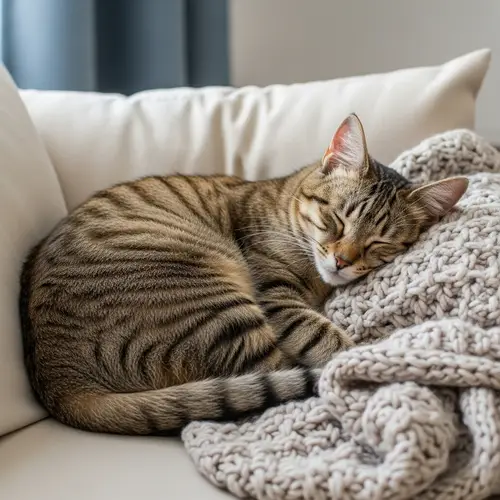 Tranquil Cat | Peaceful Slumber Curled Up Comfortably