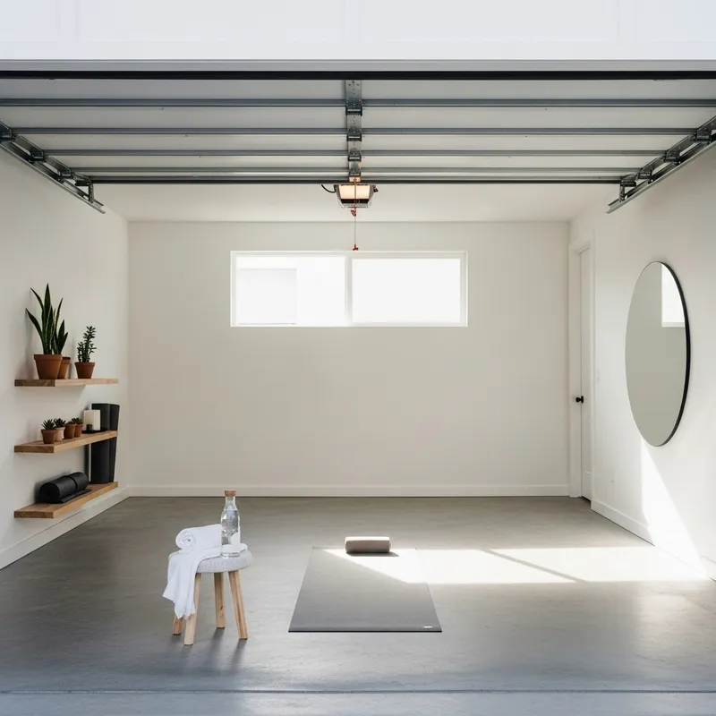 Minimalist Yoga Studio in a Garage